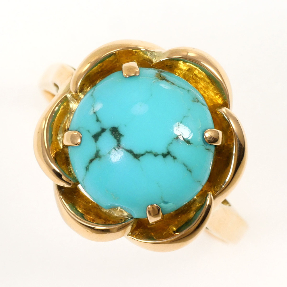 VINTAGE Gold Turquoise Ring